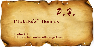 Platzkó Henrik névjegykártya
